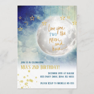 Invitación Te amo dos veces hasta la luna y de vuelta