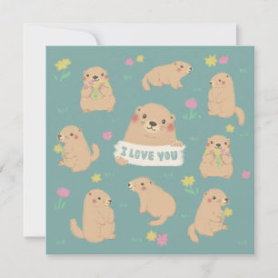 Invitación Te amo, Ilustracion Marmots
