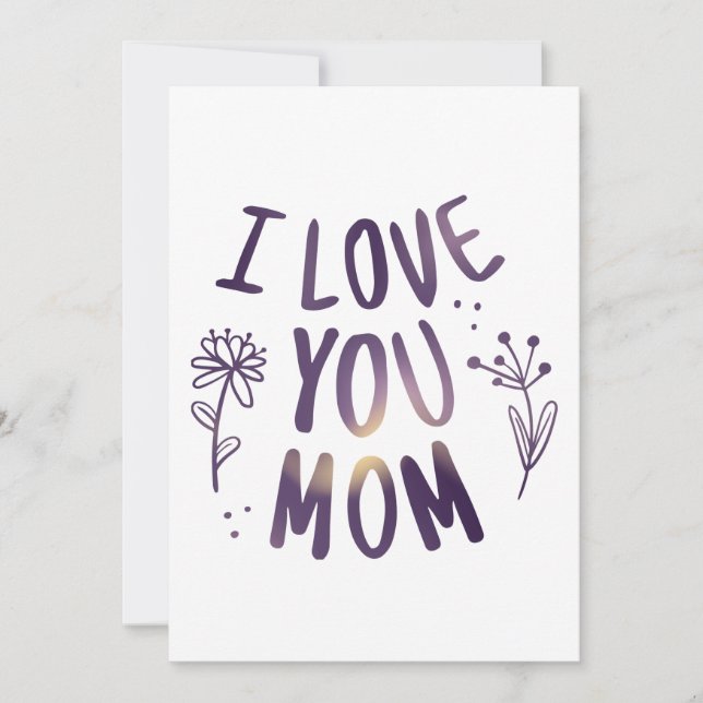 Invitación Te Amo Mamá Floral Día de la Madre Ideas Regalo (Anverso)