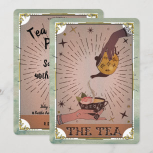 Invitación Té Antiguo y Bruja de la Tetera de Tarot Fiesta de