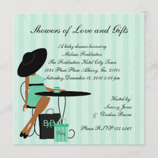 Invitación Té bebé en verde marino