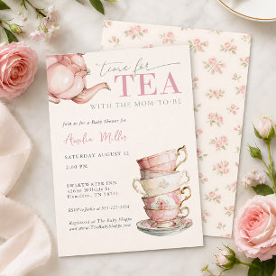 Invitación Té con la futura mamá Fiesta de Baby Shower floral