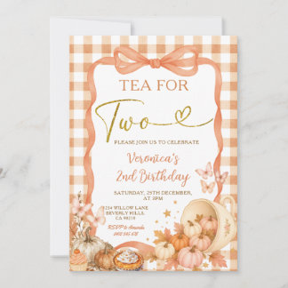 Invitación Té Coquette para Dos Cumpleaños 2 Calabaza