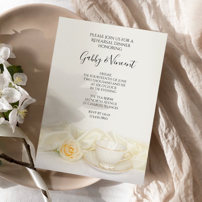 Invitación Té Cup con Boda de rosa blanca para la cena (Subido por el creador)