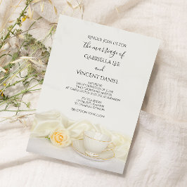 Invitación Té Cup con Boda Rosa Blanca