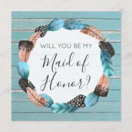 Invitación ¿Te darás cuenta de las plumas de boho rustico de