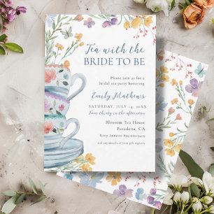 Invitación Té de acuarela con la novia Wildflower