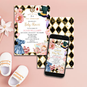 Invitación Té de Baby Shower Caprichosa Alicia en el País de 