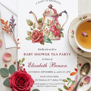Invitación Té de Baby Shower Flor de Rubor Un Bebé se está Ge