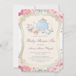 Invitación Té de Baby Shower Floral Elegante