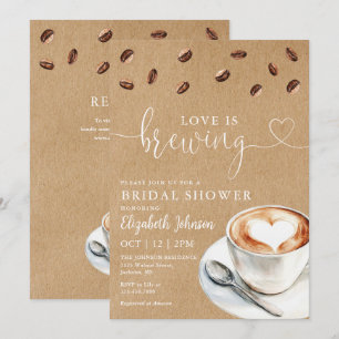 Invitación Té de Boda Código QR de Café Love Is Brewing