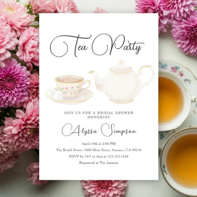 Invitación Té de boda con acuarela Bridal Shower (Subido por el creador)