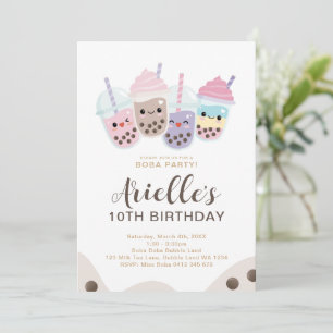 Invitación Té de burbujas de leche Boba minimalista lindo