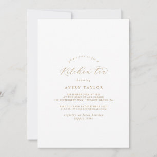 Invitación Té de cocina elegante con guión dorado