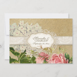 Invitación Té de color vintage moderno manchado hidrangea en 