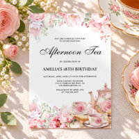 Té de Cumpleaños con Flores Rosa Rubor por la Tard