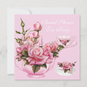 Invitación Té de Despedida de Soltera Tetera Rosa Rosa 4