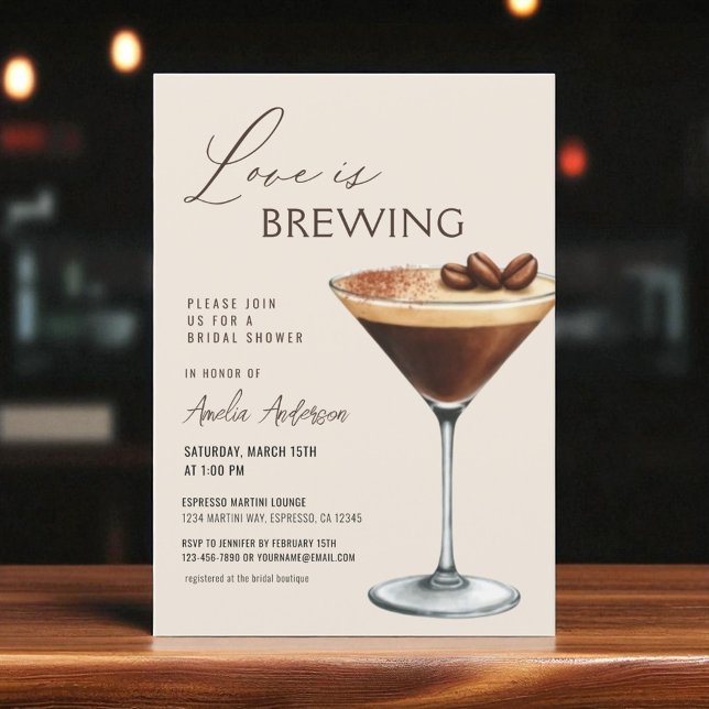 Invitación Té de Desposada de Martini de Espresso 'El Amor es (Subido por el creador)