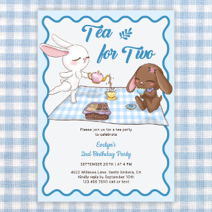 Invitación Té de dos años de edad Fiesta de té animal Segundo