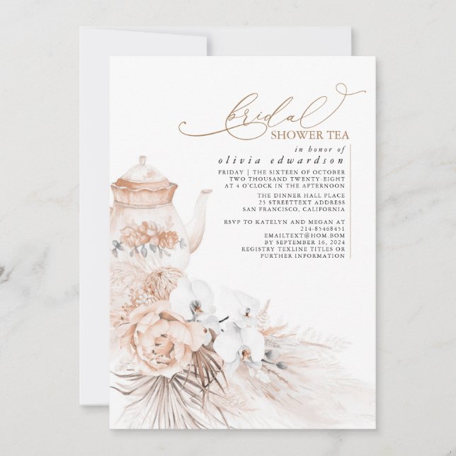 Invitación Té de ducha de hierba dulce pastelero floral paque (Anverso)