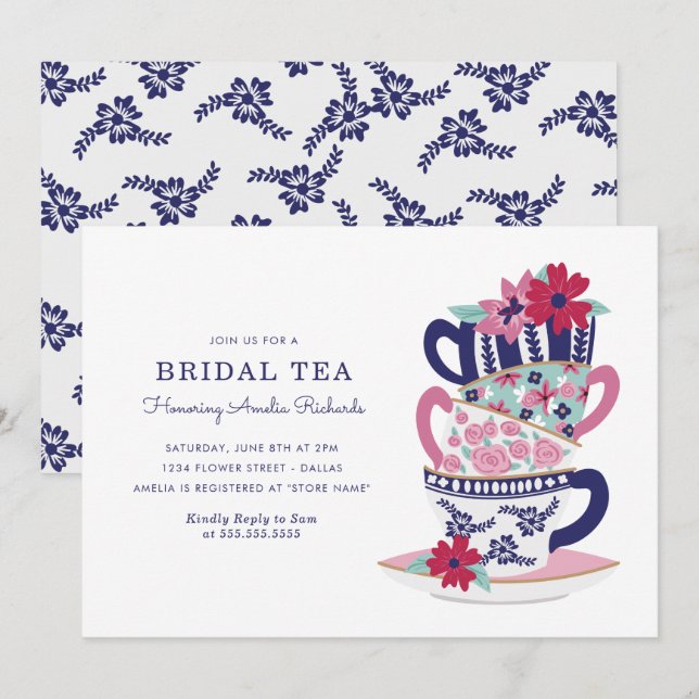 Invitación Té de ducha de novia (Anverso / Reverso)