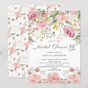 Invitación Té de ducha de novia floral rosa Rubor