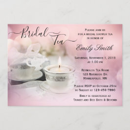 Invitación Té de ducha de novia rosa blanco y plateado