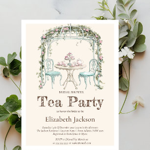 Invitación Té de flores vintage para almuerzo de boda