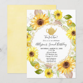 Invitación té de girasoles fiesta té para dos cumpleaños