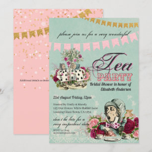 Invitación Té de la Sombrerero Loco Alice Fiesta de Despedida