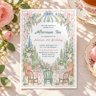 Invitación Té de la Tarde Cumpleaños Fiesta de Jardín Floral