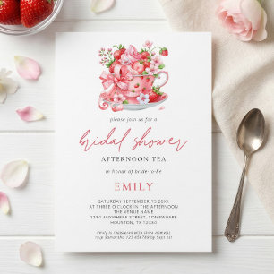 Invitación Té de la tarde de fresas Taza Té de novia