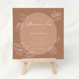 Invitación Té de la Tarde Desfile Nupcial Rosa Dibujado a Man
