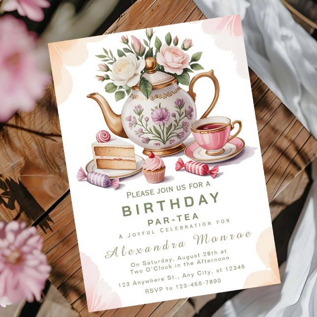 Invitación Té de la Tarde Floral Sofisticado (Subido por el creador)