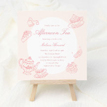 Té de la Tarde Novia Rosa Dibujado a Mano