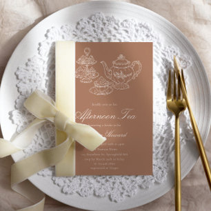 Invitación Té de la Tarde Novia Rosa Dibujado a Mano