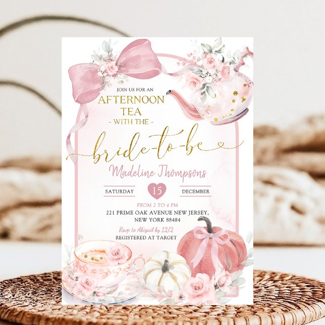 Invitación Té de la Tarde Rosa Sonrojado Fiesta de Despedida  (Subido por el creador)