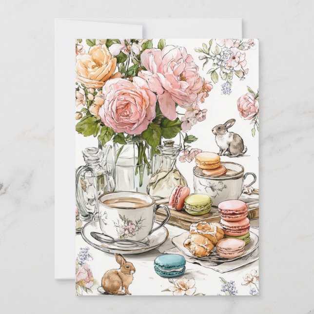 Invitación Té de la tarde y dedos pequeños | Fiesta de salón (Anverso)