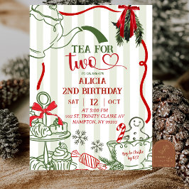 Invitación Té de Navidad Cumpleaños 2º Garabato Dibujado a Ma