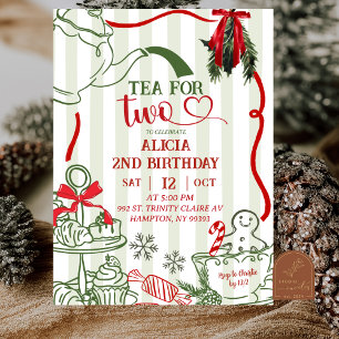 Invitación Té de Navidad Cumpleaños 2º Garabato Dibujado a Ma