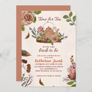 Invitación Té de novia fiesta otoño floral Bridal Shower