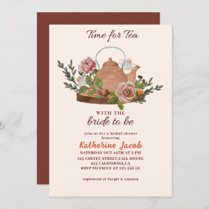 Invitación Té de novia fiesta otoño floral Bridal Shower