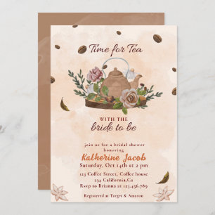 Invitación Té de novia fiesta otoño floral Bridal Shower