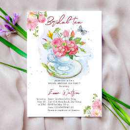 Invitación Té de novia fiesta taza de ducha con flores