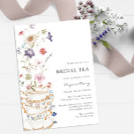 Invitación Té de novia floral<br><div class="desc">¡Que tu día especial florezca con una ducha de novia con flores! Esta invitación se caracteriza por unas impresionantes flores de acuarela pintadas a mano en tonos violeta, azul polvoriento y rosa rubor con vegetación ardiente. Ya sea que esté hospedando a un fiesta del jardín o una reunión íntima y...</div>