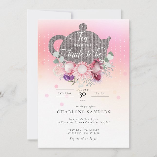 Invitación Té de novia floral australiano (Anverso)