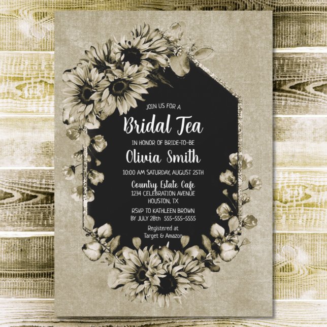 Invitación Té de novia floral de girasol ruso (Subido por el creador)