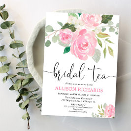 Invitación Té de novia floral ducha fiesta, rosa rubor