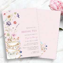 Invitación Té de novia floral rosa
