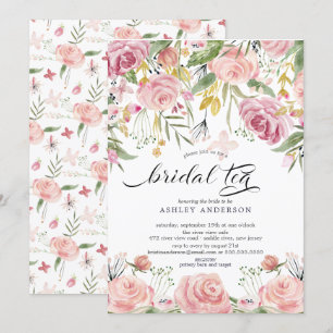Invitación Té de novia floral rosa de Rubor